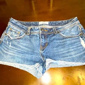 Aeropostale Distressed Mid Wash Jean Shorts, Slight Stretch Size 9/10